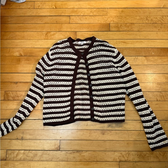 Madewell Brown and Cream Striped Cardigan - Picture 2 of 3